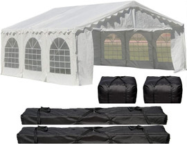 20'x20' Budget PE Party Tent with (2) Long Bags + (2) Short Bags  White (Online-Only Deals!)