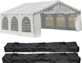 20'x20' Budget PE Party Tent with (2) Long Bags - White (Online-Only Deals!)