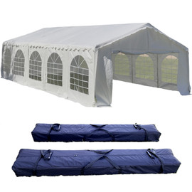 32'x16' Budget PE Party Tent - White - B Model + 2 Long Storage Bags
