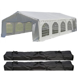 32'x16' Budget PE Party Tent - White - B Model +  (2) Long Bags (Online-Only Deals!)