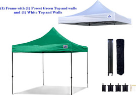 10'x10' Pop up Tent D Model - (1) Frame with (1) Forest Green Top and Walls & (1) White Top and Walls 10'x10' Pop up Tent D Model - (1) Frame with (1) Forest Green Top and Walls & (1) White Top and Walls