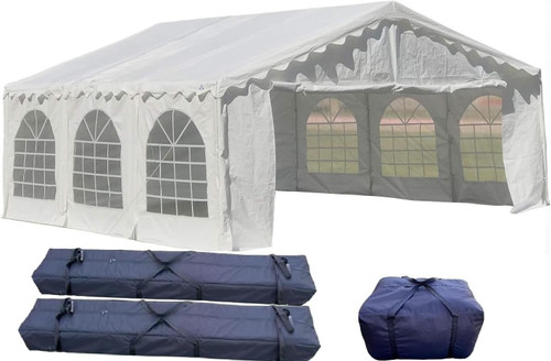 20'x16' Budget PE Party Tent - White - B Model + (2) Long Bags  & (1) Short Bag(Online-Only Deals!)