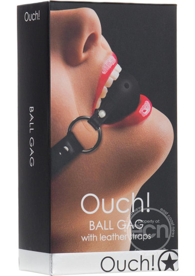 OUCH! LEATHER BALL GAG BLK