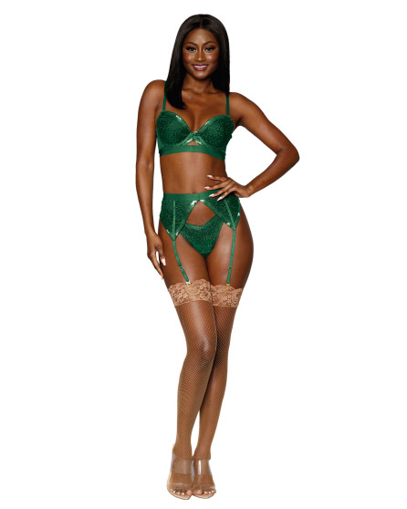 DG 12688 3PC SPARKLE SET GREEN AST