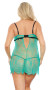 POPSI 9334 LACE BABYDOLL GREEN/BLK AST