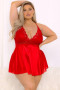 ESC SATIN BABYDOLL RED PLUS ASST