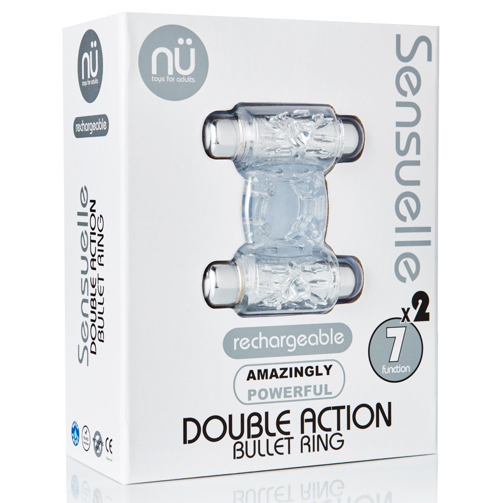 Sensuelle Rechargeable Silicone Bullet Cock Ring 7 Function Black