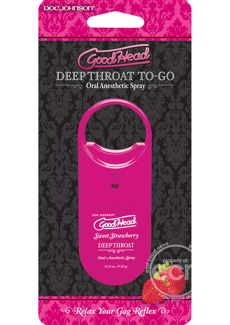 Doc Johnson Goodhead to Go Deep Throat Spray, Sweet Strawberry 0.33 Ounce  (Pack 