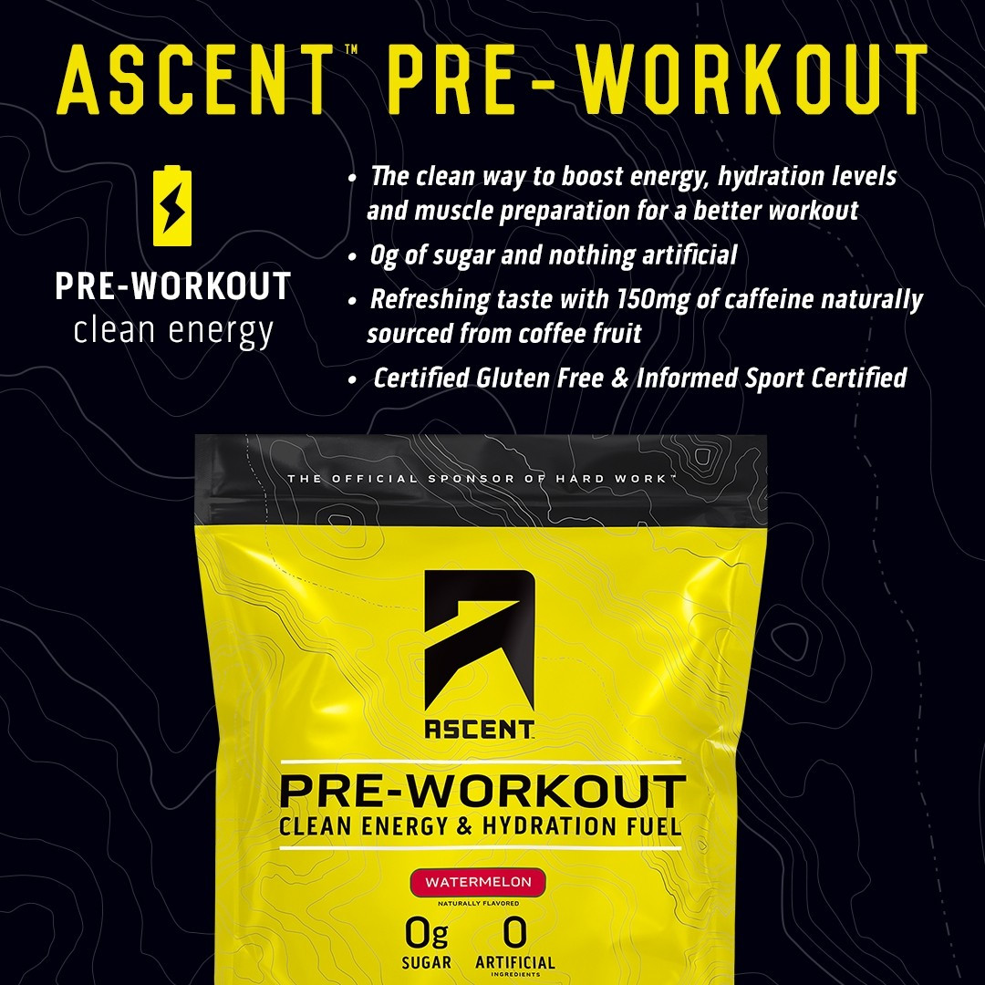 Ascent Pre Workout Clean Energy and Hydration Fuel 360g Battle Box UK
