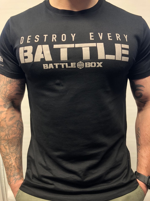 BattleBox UK™ "DESTROY EVERY BATTLE" BLACK T-SHIRT www.battleboxuk.com