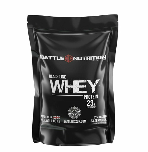 Battle Nutrition |Black Line WHEY Protein Powder | 23g Protein | Unflavoured 1000g - www.BattleBoxUk.com