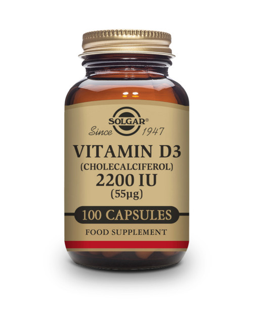 Solgar | Vitamin D3 Cholecalciferol 2200 IU 55µg Vegetable Capsules Pack 50 or 100 - www.BattleBoxUk.com