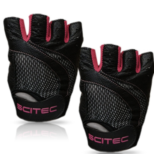 SciTec Nutrition WeightLifting Gloves Pink Style Powerlifting Gym Fingerless Gloves - www.BattleBoxUK.com