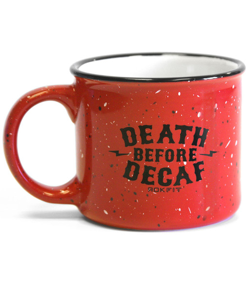 RokFit Death Before Decaf Coffee Mug Red www.battleboxuk.com