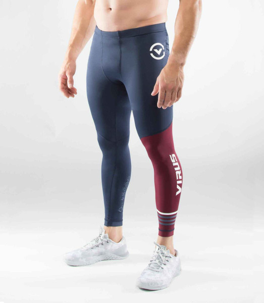VIRUS MEN'S STAY COOL COMPRESSION PANTS (RX8)- MAROON WWW.BATTLEBOXUK.COM
