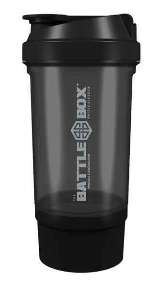 BattleBoxUK 500ml Protein Shaker Black Grey - www.BattleBoxUk.com