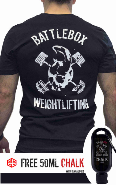 BattleBox UK™ | WEIGHTLIFTING| T-shirt | SKULL Black & White - www.BattleBoxUk.com