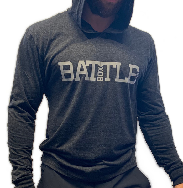 BattleBox UK™ | WOD 2.0 | Long Sleeve Unisex T-shirt Hoodie Tri-Blend | Vintage Black  - www.BattleBoxUk.com