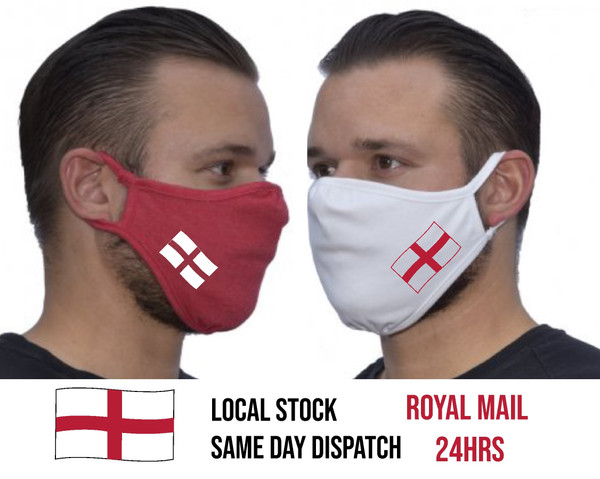Eco Face Mask 2-Ply Washable Cover Shield Breathable Reusable Double Layer England St George Cross - www.BattleBoxUk.com