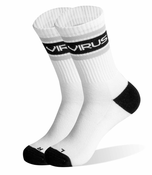 Virus Retro Parallel Crew Socks White www.battleboxuk.com