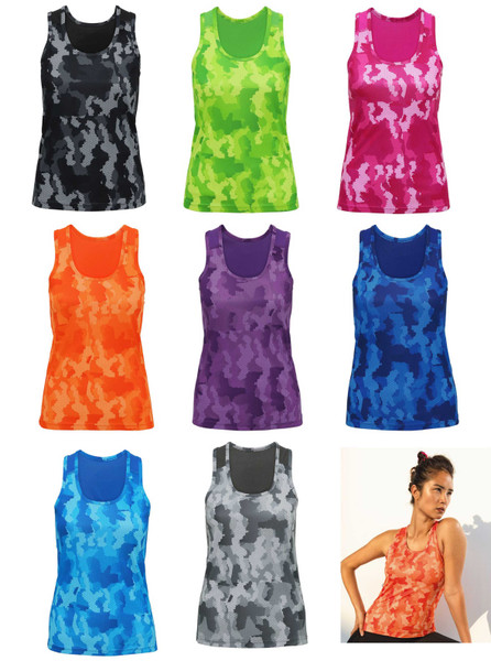 Women Hexoflage Camo Performance Vest Tank Fitness Gym Yoga Jogging WOD (TR026) - www.BattleBoxUK.com