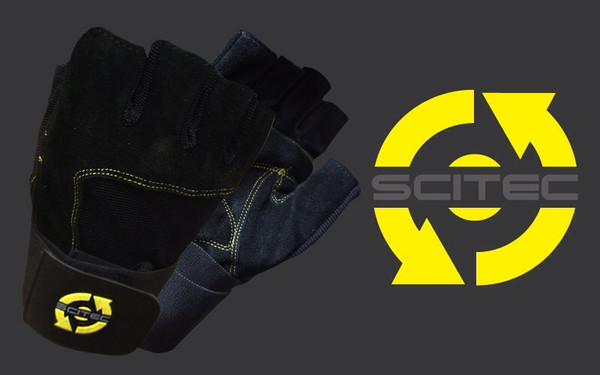 SciTec Nutrition WeightLifting Gloves Yellow Style Wrist Wrap