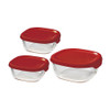 Hario Stacky Glass Container 3pc Set, Red