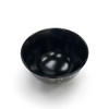 Black Porcelain Rice Bowl with Calligraphy 4-1/4"D