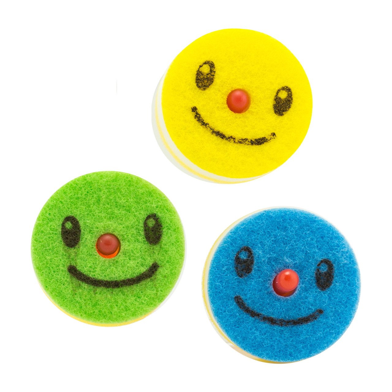 Cute Raindeer Nose Smiley Dish Sponge 3pcs (Asst) - Merae