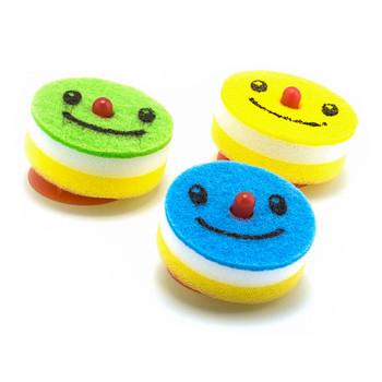 Cute Raindeer Nose Smiley Dish Sponge 3pcs (Asst)