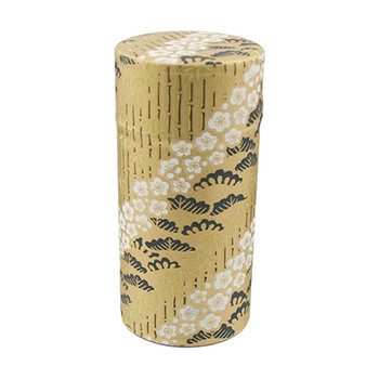 Floral Bush Print Tin Tea Canister Storage 6"H, Gold