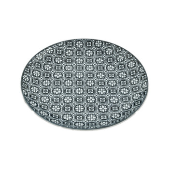 Antico Flower Pattern Plate 8"D, Black/White