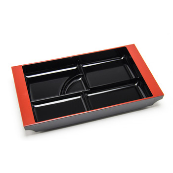 5-Compartment Tray Plate Plastic Lacquer 19"x12" - Black