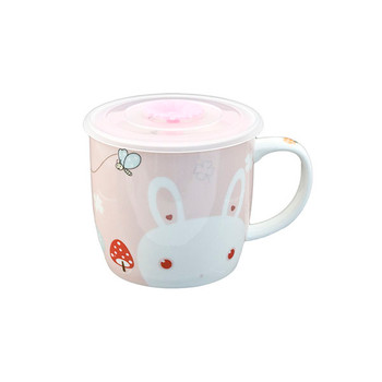 Cute Pink Bunny Mug with Lid 3.5"H