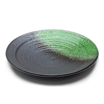 JX Green Accent Black Round Dinner Plate 10"D - Set of 5