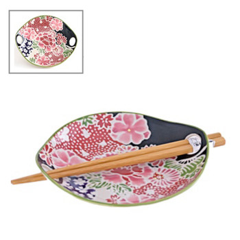 Flower Plate with Chopstick Set 6.75"x1"H