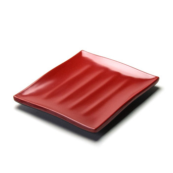Melamine Rectangle Plate, 12pc, 8"x7" (Black/Red)