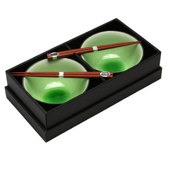 Green Crackle Bowl Set (Set of 2)