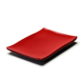 Melamine Rectangle Plate, 12pc, 8-3/8"x5-5/8" (Black/Red)