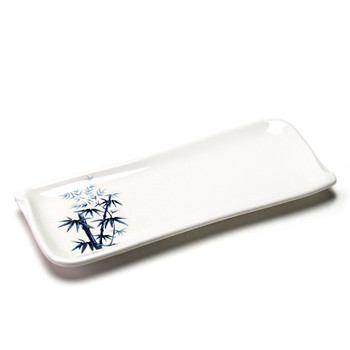 Melamine Rectangle Plate, 12pc, 10"x4" (Elegant Blue Bamboo)