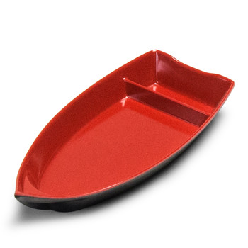 Melamine Sushi Boat, 6pc, 10-1/4"x4-1/2" (Black/Red)