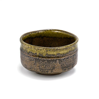 Handcrafted Matcha Bowl 5"Dx3.25"H, Gold Brown