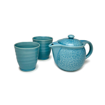 Textured 3pc Tea Set, Turquoise