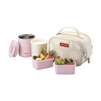 Tiger Stainless Steel Lunch Jar with Container and Bag (Mahobottle Bento Box)