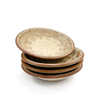 Brown Assorted Mamezara Small Plate 4pc Set