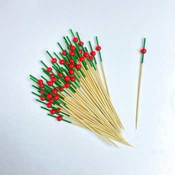 Party Picks Green Top with Red Bead 4-1/2"L (50pc/pack)