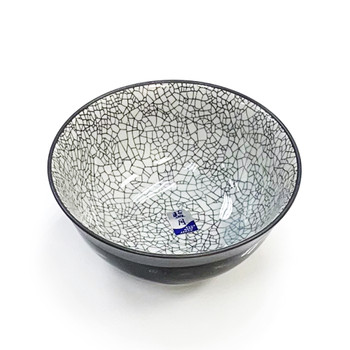 Blue Moon Japan Black Crackle Pattern Bowl 5-3/4"D