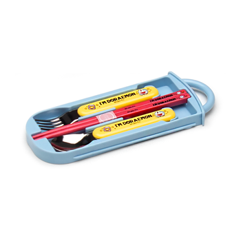 Doraemon Spoon, Fork, Chopsticks Utensil Set with Case for Kids, Antibacterial Material