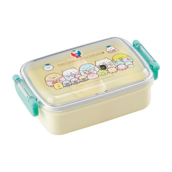 Sumikko Square Lunch Box with Partition and Clear Lid 450ml, Antibacterial Material