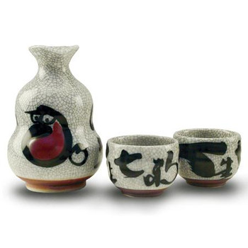 Crackle White Sake Set